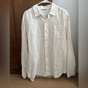 Tommy Bahama White 100% Line Button Down Shirt
